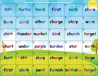 FREE r controlled phonics game