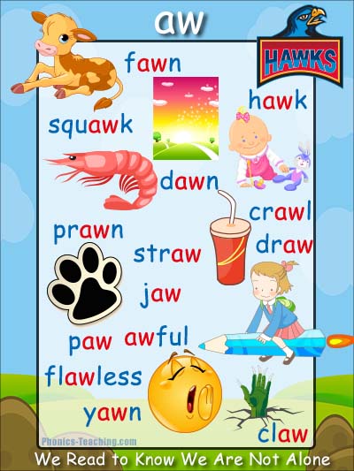 aw Words Phonics Poster - Words with aw - [Free & Printable]