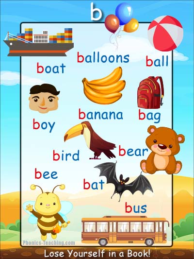 B Words Phonics Poster Free Printable Ideal For Phonics Practice