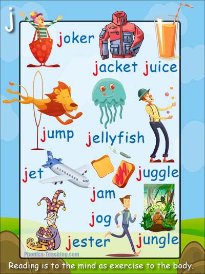 j Words Phonics Poster - Free & Printable - Ideal for Phonics Practice