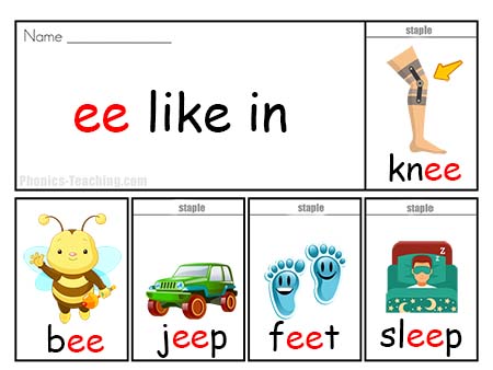 Flip Book ee  Phonics poster 