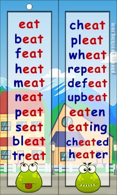 eat Word List - FREE Printable Word List - eat words for phonics lessons