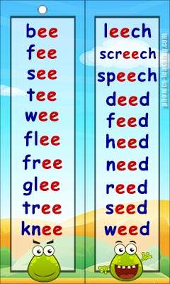 ee Sound word list - FREE Printable - ee sound words for phonics lessons
