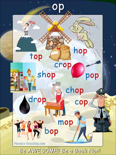 op word family phonics poster