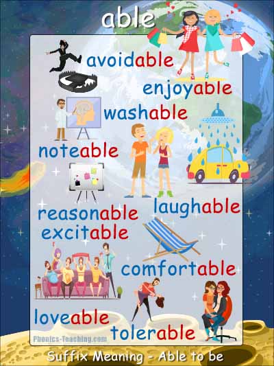 able Words - FREE Printable Word Ending Poster - Great for Word Walls
