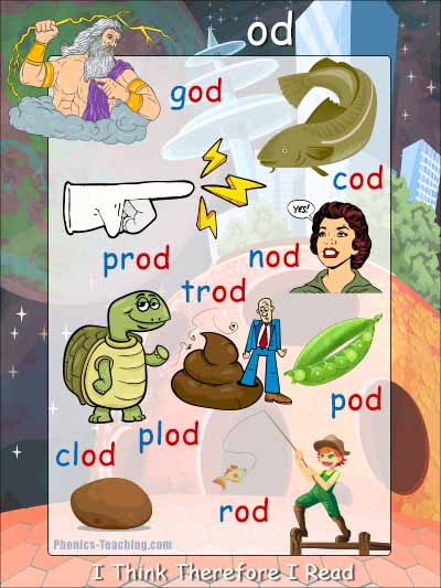 words with od phonics poster