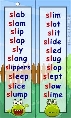 sl words list - FREE Printable - sl sound words for phonics lessons