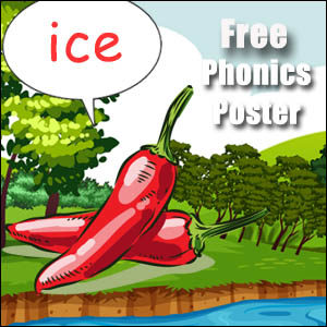 words with ice phonics poster for kids