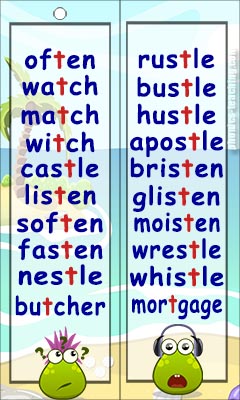 silent t word list - FREE Printable - silent t words for phonics lessons