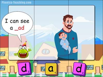 CVC puzzles - ad words - dad