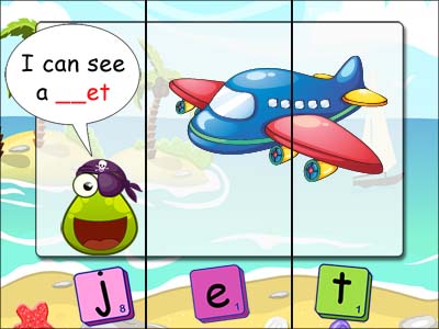 CVC puzzles - et words - jet