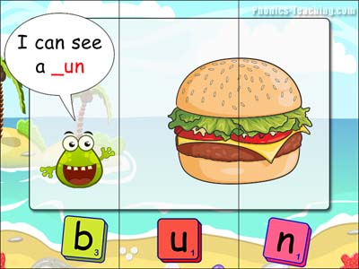 CVC puzzles - un words - bun