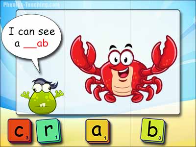 CVC puzzles - ab words - crab
