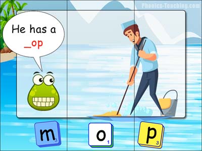 CVC puzzles - op words - mop