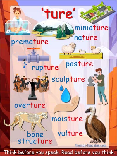 Phonics Poster words ends with 'ture'